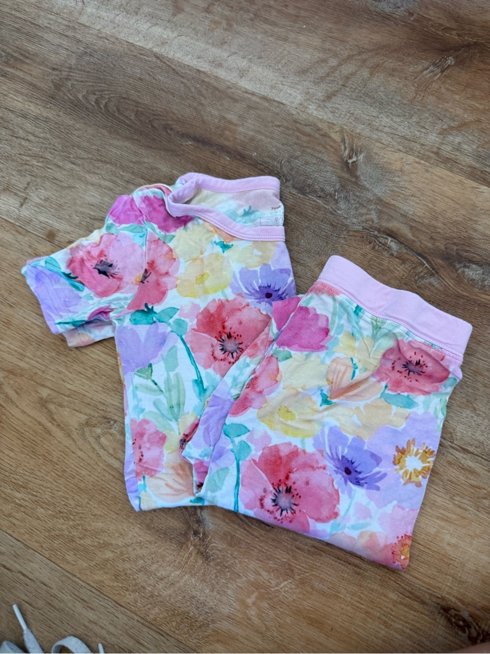 Little Sleepies Kids Floral Pink Cotton Pajama Set Size 9/10